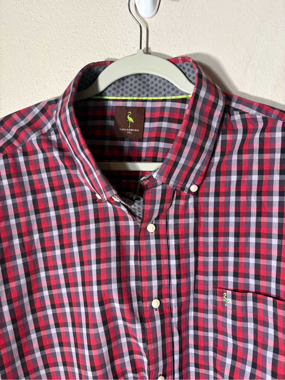 Tailorbyrd Red, Navy & White Plaid Button-Down Shirt